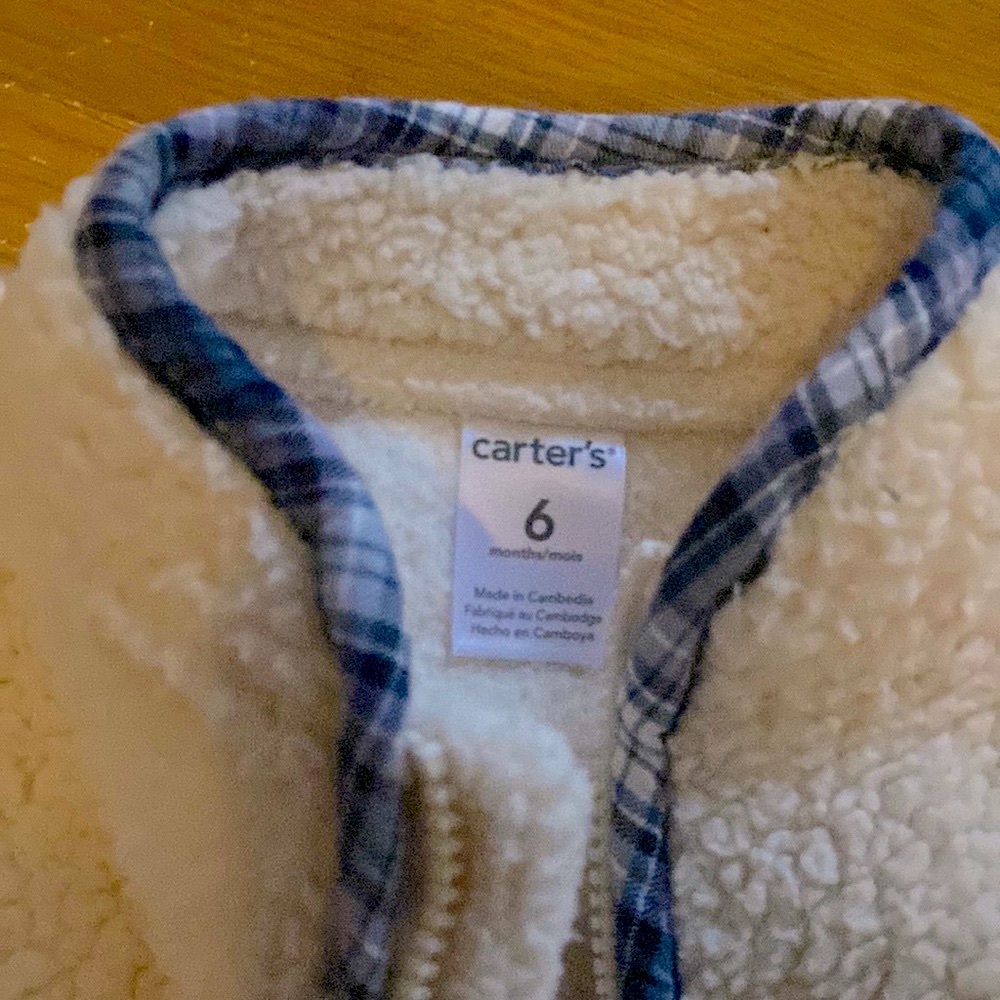 Carter's Sherpa Coverall with plaid collar